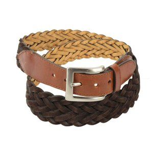 BULLOCK & JONES Belt Sz. 36 Dark Brown Woven Leather Belt Handmade Spain #B1152